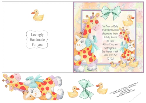 KIDDIES COMPLETE CARD INCLUDING HANDMADE STAMP ON BACK