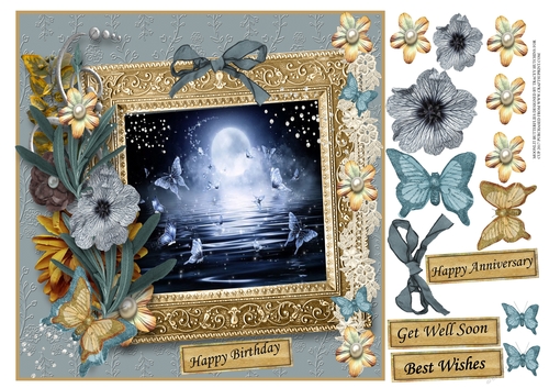 MOONLIT EMBOSSED BUTTERFLIES BIRTHDAY GET WELL ANNIVERSARY BEST WISHES