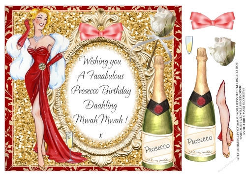 PROSECCO DIVA 3 BIRTHDAY MWAH MWAH