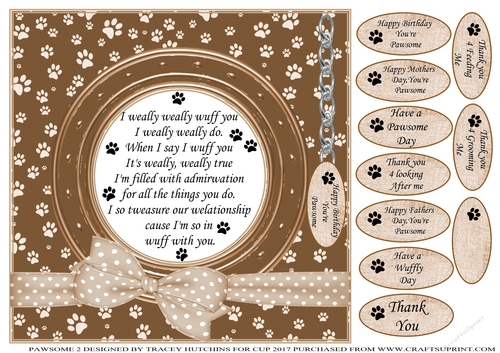 PAWSOME 2 A FUNNY VERSE CARD FROM THE DOG / CAT BIRTHDAY THANK YOU ETC