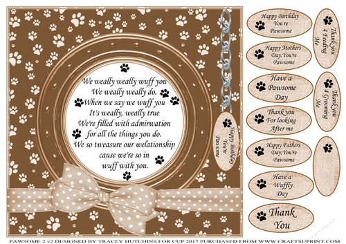 PAWSOME 2 v2 A FUNNY VERSE CARD FROM THE DOGS BIRTHDAY THANK YOU ETC