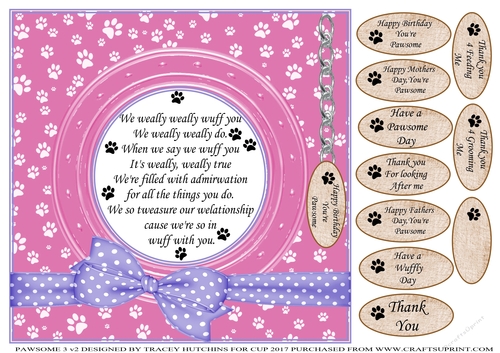 PAWSOME 3 v2 A FUNNY VERSE CARD FROM THE DOGS BIRTHDAY THANK YOU ETC