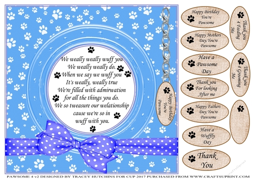 PAWSOME 4 v2 A FUNNY VERSE CARD FROM THE DOGS BIRTHDAY THANK YOU ETC