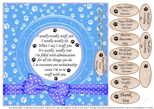 PAWSOME 4 A FUNNY VERSE CARD FROM THE DOG BIRTHDAY THANK YOU ETC