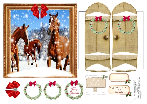 6x6 THROUGH GARDEN GATES SNOWY HORSES