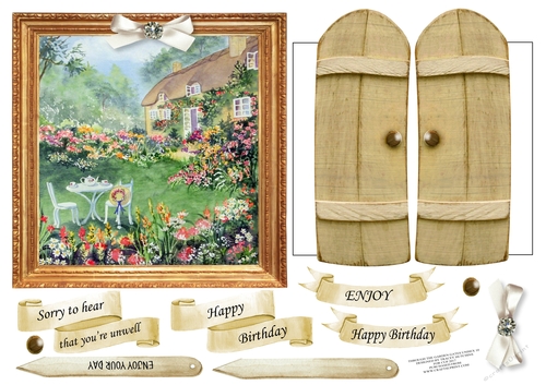 6x6 THROUGH THE GARDEN GATES PRETTY COTTAGE MULTI USE GET WELL BIRTHDAY ETC 6x6 UNISEX 10