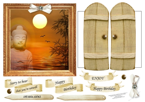 6x6 THROUGH THE GARDEN GATES BUDDHA MULTI USE GET WELL BIRTHDAY ETC 6x6 UNISEX 15