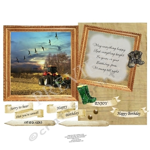 8x8 THROUGH THE GATES DOWN ON THE FARM TRACTOR MINI KIT  VARIOUS & BLANK SENTIMENTS