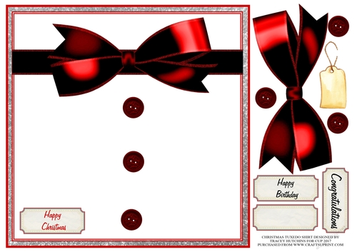 TUXEDO SHIRT RED MULTI USE CARD FRONT BIRTHDAY CHRISTMAS CONGRATULATIONS