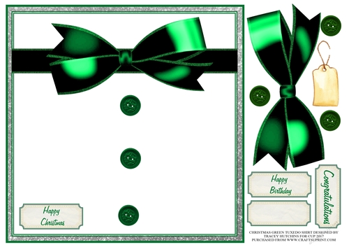 TUXEDO SHIRT GREEN MULTI USE CARD FRONT