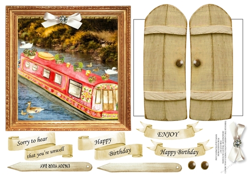 THROUGH GARDEN GATES  MULTI USE BIRTHDAY ETC 6x6 CANAL BOAT 3