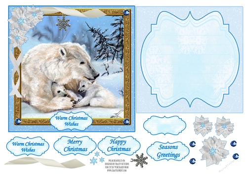 POLAR BEAR  FAMILY CHRISTMAS 6X6 CONCEPT CARD
