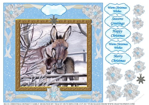 BLUE CHRISTMAS DONKEY FAMILY