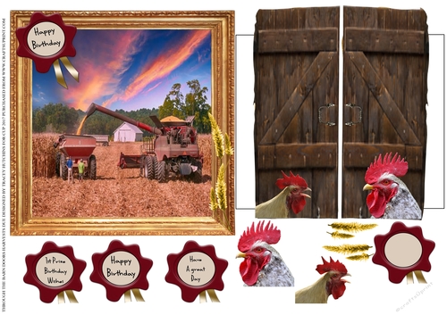 THROUGH BARN DOORS, HARVEST IS DUE  MULTI USE GET WELL BIRTHDAY ETC 6x6 