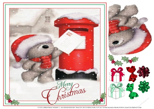CHRISTMAS TEDDY 2 8x8 