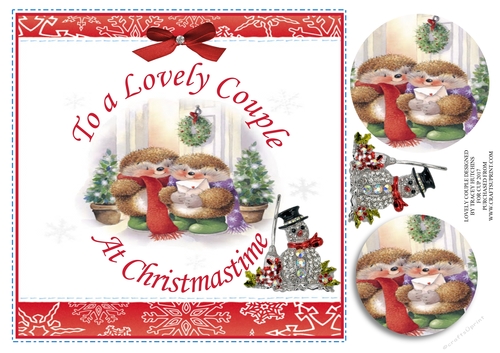 LOVELY COUPLE AT CHRISTMASTIME WITH REALISTIC DIAMANTE SNOWMAN