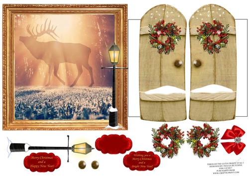 THROUGH THE GATES  6X6 CHRISTMAS FROSTY STAG 2