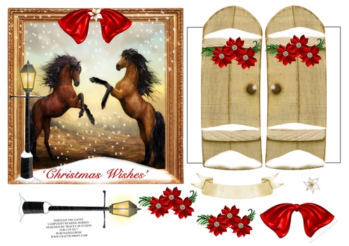 THROUGH THE GATES  6x6 CHRISTMAS REARING HORSES