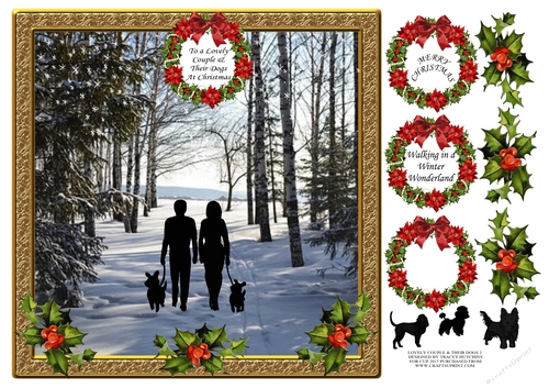 LOVELY COUPLE & THEIR DOGS AT CHRISTMAS WALKING THE DOGS 2 with pick & mix dogs