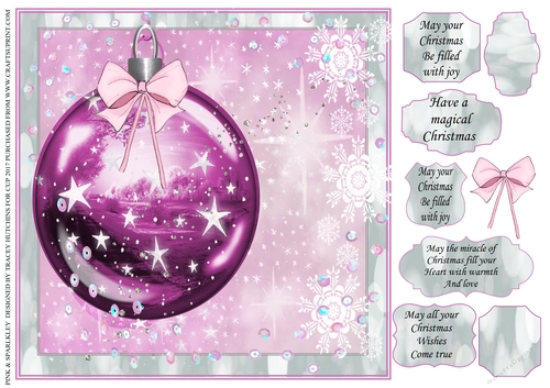 PINK AND SPARKLY CHRISTMAS FAB NEW SENTIMENTS TOO