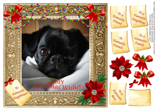 COSY CHRISTMAS WISHES - FRIEND/S NEIGHBOUR/S FAMILY BOSS ETC PUG