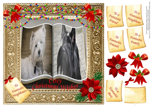 COSY CHRISTMAS WISHES - FRIEND/S NEIGHBOUR/S FAMILY BOSS ETC WESTIE & SCOTTIE