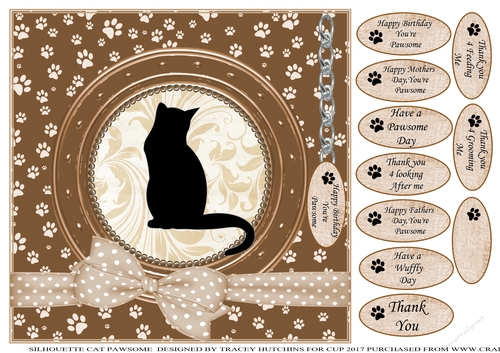SILHOUETTE CAT 2 PAWSOME  THANK YOU AND VARIOUS OTHER SENTIMENTS