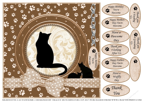 SILHOUETTE CATS PAWSOME  THANK YOU AND VARIOUS OTHER SENTIMENTS