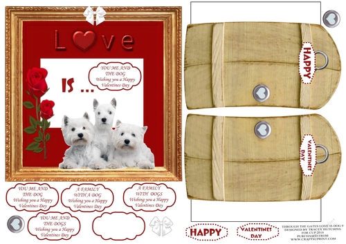 THROUGH THE GATES  MULTI USE UNISEX 6x6 VALENTINES LOVE IS YOU ME AND THE DOG/S 9
