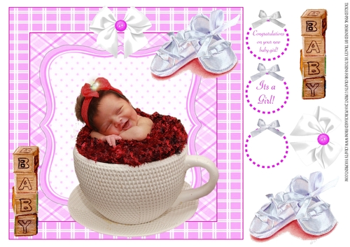 TICKLED PINK MODERN LOOK NEW BABY SHEET WITH SENTIMENTS