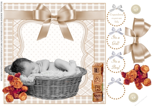 NICE & NATURAL MODERN LOOK NEW BABY SHEET WITH SENTIMENTS