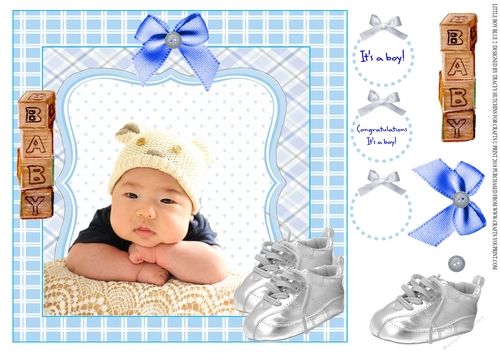 LITTLE BOY BLUE 2 MODERN LOOK NEW BABY SHEET WITH SENTIMENTS
