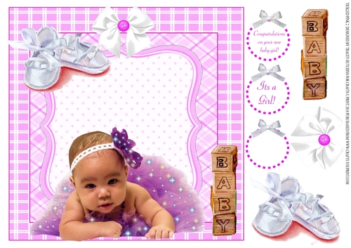 TICKLED PINK 2 MODERN LOOK NEW BABY SHEET WITH SENTIMENTS