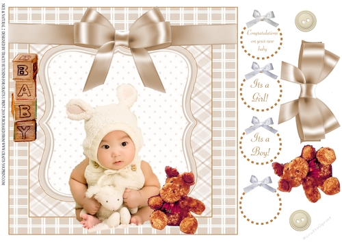 NICE & NATURAL 2 MODERN LOOK NEW BABY SHEET WITH SENTIMENTS