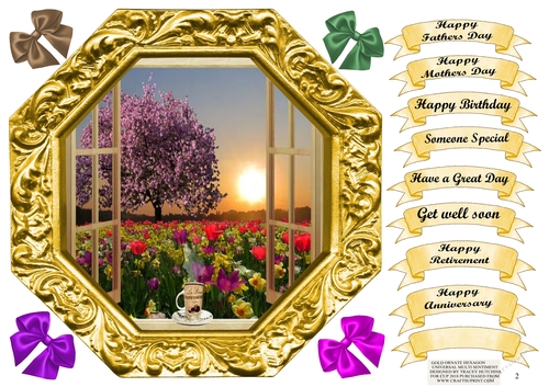 GOLD ORNATE HEXAGON MULTI SENTIMENT & OCASIONS 2