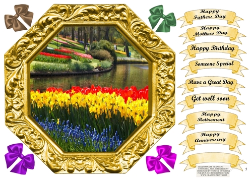 GOLD ORNATE HEXAGON MULTI SENTIMENT & OCASIONS 5