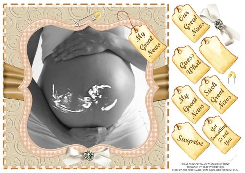 ULTRASOUND BABY IMAGE PREGNANCY ANNOUNCEMENT UNISEX 8X8