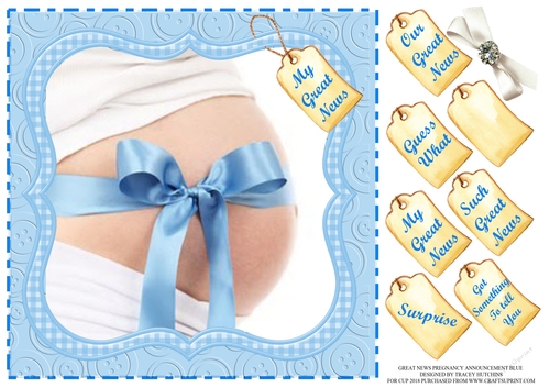 PREGNANCY ANNOUNCEMENT 8X8 BLUE