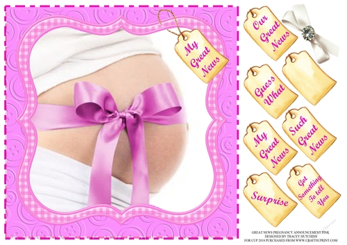 PREGNANCY ANNOUNCEMENT 8X8 PINK