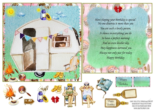 CARAVAN BIRTHDAY / ANY 6x6 CONCEPT SHEET INC INSERT ENJOY THE LITTLE THINGS IN LIFE