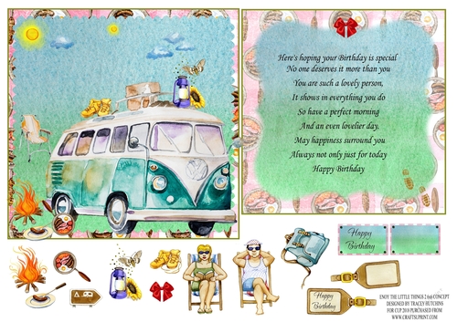 CAMPERVAN BIRTHDAY / ANY 6x6 CONCEPT SHEET 2 INC INSERT ENJOY THE LITTLE THINGS IN LIFE