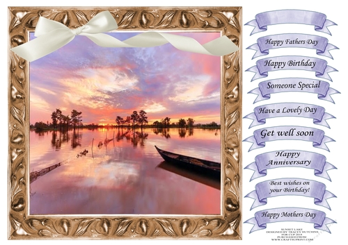 SUNSET LAKE WITH SELECTION OF SENTIMENTS