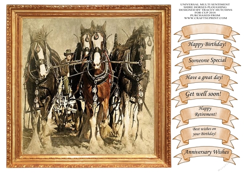 SHIRE HORSES PLOUGHING MULTI SENTIMENT SHEET