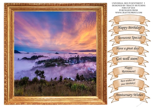 UNISEX UNIVERSAL SCENIC  SHEET 2 WITH SELECTION OF SENTIMENTS