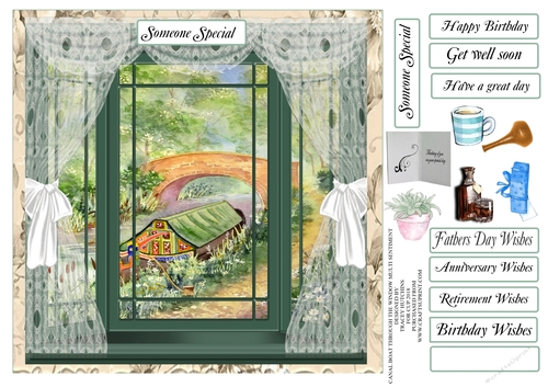 CANAL BOAT THROUGH THE WINDOW FATHERS DAY AND MULTI SENTIMENTS