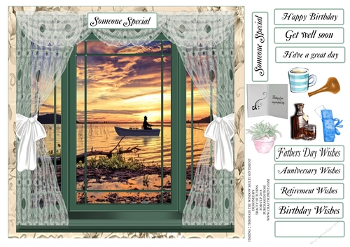 FISHING BOAT THROUGH THE WINDOW FATHERS DAY AND MULTI SENTIMENTS