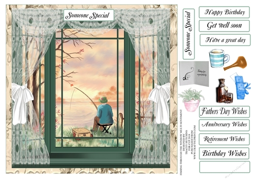 FISHING LAKE THROUGH THE WINDOW FATHERS DAY AND MULTI SENTIMENTS