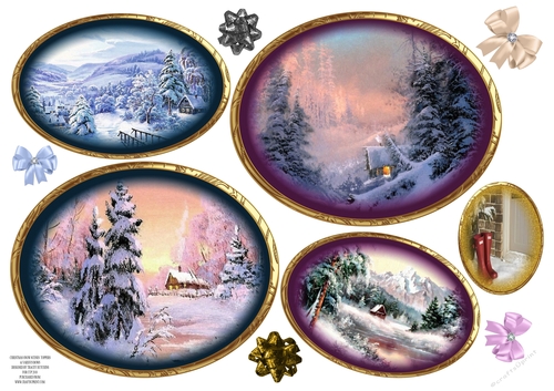 CHRISTMAS SNOWY SCENES TOPPERS & VARIOUS BOWS