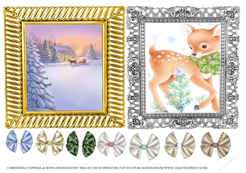 CHRISTMAS SNOWY SCENES TOPPERS & VARIOUS BOWS 2