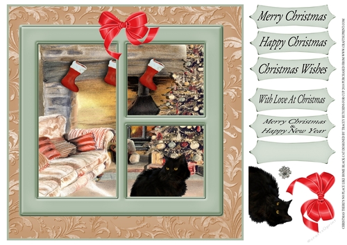 CHRISTMAS THERES NO PLACE LIKE HOME MULTI SENTIMENT BLACK CAT